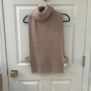 Anthropologie Beige Sleeveless Turtleneck with Exposed Sides - One Size